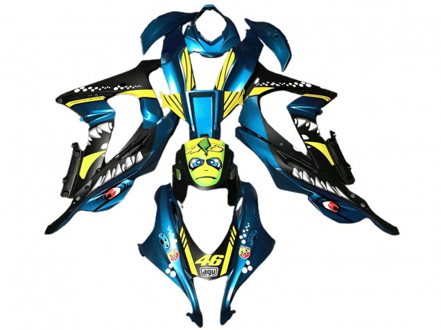 2016-2020 Kawasaki ZX10R Abs Motorcycle Fairings - Light Blue Yellow Shark Canada