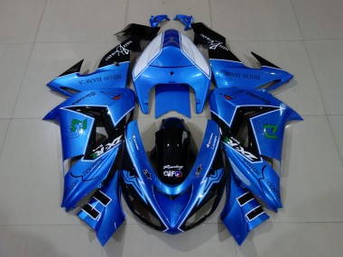 2006-2007 Kawasaki ZX10R Motorcycle Fairings - Liquid Blue Glossy Black Canada