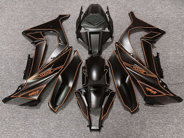 2011-2015 Kawasaki ZX10R Motorcycle Fairings - Matte Black Orange Lining Canada
