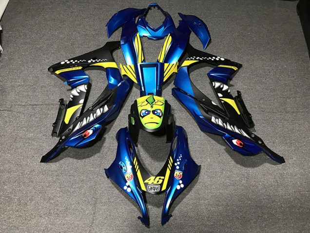 2016-2020 Kawasaki ZX10R Motorcycle Fairings - Metallic Blue Yellow Shark 46 Canada
