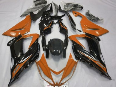 2013-2018 Kawasaki ZX6R Motorcycle Fairings - Orange Glossy Black Canada