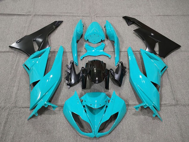 2009-2012 Kawasaki ZX6R Motorcycle Fairing Kits - Blue Glossy Black Canada