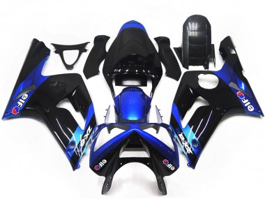2003-2004 Kawasaki ZX6R Motorcycle Fairings - Blue Glossy Black Elf Canada