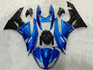 2009-2012 Kawasaki ZX6R Motorcycle Fairing - Blue Glossy Black Canada