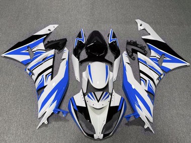 2009-2012 Kawasaki ZX6R Motorcycle Fairings - White Blue Black Zag Canada