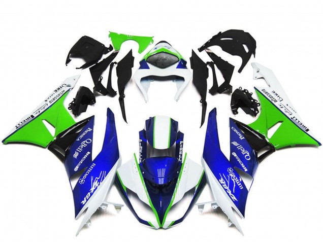 2009-2012 Kawasaki ZX6R Motorcycle Fairings - White Green Blue Black Canada