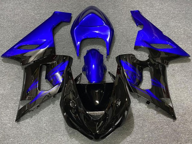2005-2006 Kawasaki ZX6R Motorcycle Fairings - Blue Glossy Black Canada