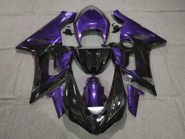 2005-2006 Kawasaki ZX6R Motorcycle Fairings - Purple Glossy Black Canada