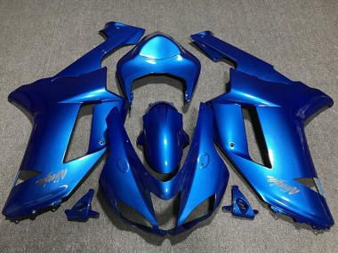 2007-2008 Kawasaki ZX6R Motorcycle Fairings - Glossy Blue Chrome Logo Canada