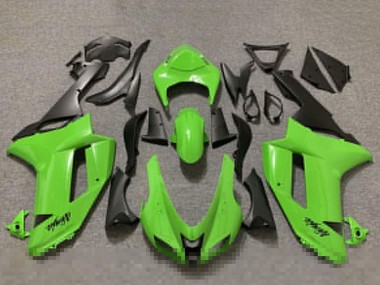2007-2008 Kawasaki ZX6R Motorcycle Fairings - Glossy Green and Matte Black Canada
