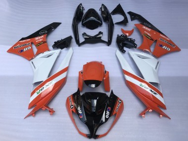 2009-2012 Kawasaki ZX6R Motorcycle Fairings - Orange White Glossy Black Elf Touch4 Bridgestone Canada