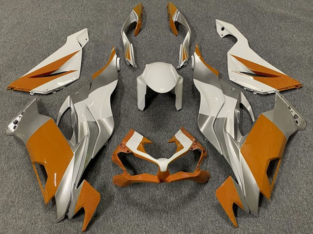 2019-2022 Kawasaki ZX6R Motorcycle Fairings - White Silver Orange Canada