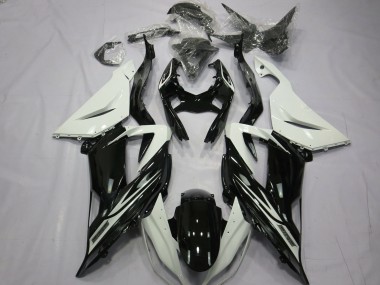 2013-2018 Kawasaki ZX6R Motorcycle Fairings - White Glossy Black Canada