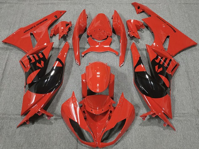 2009-2012 Kawasaki ZX6R Motorcycle Fairings - Red Glossy Black Punisher Canada