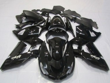 2006-2011 Kawasaki ZX14R Motorcycle Fairings - Glossy Black White Ninja Canada