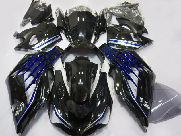 2012-2024 Kawasaki ZX14R Motorcycle Fairings - Glossy Black Blue Canada