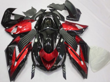 2006-2011 Kawasaki ZX14R Motorcycle Fairings - Red Glossy Black Stripe Canada