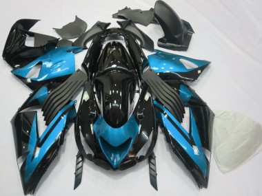 2006-2011 Kawasaki ZX14R Motorcycle Fairings - Light Blue Glossy Black Canada
