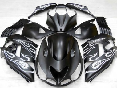 2006-2011 Kawasaki ZX14R Motorcycle Fairings - Matte Black Silver Flame Canada