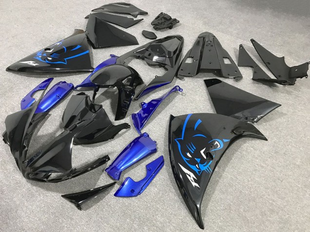 2009-2011 Yamaha R1 Motorcycle Fairings - Glossy Black Blue Panther Canada