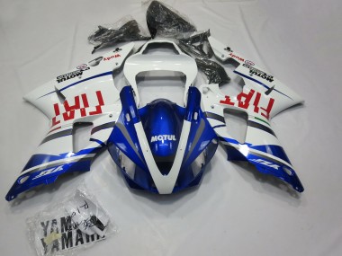 2000-2001 Yamaha R1 Motorcycle Fairings - White Blue Red Fiat Motul Canada