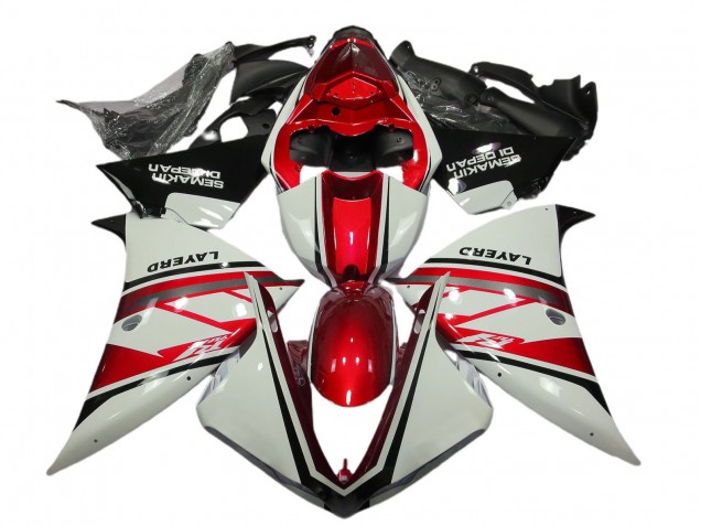2012-2014 Yamaha R1 Motorcycle Fairings - White Red Black Layerd Semakin Didepan Canada