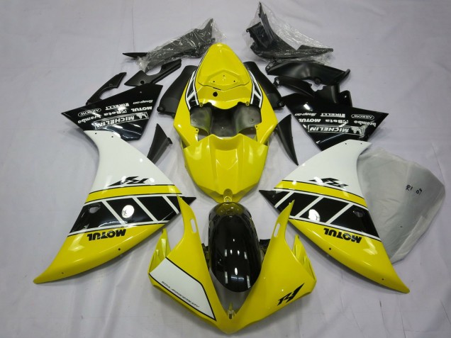 2012-2014 Yamaha R1 Motorcycle Fairings - White Yellow Glossy Black Canada