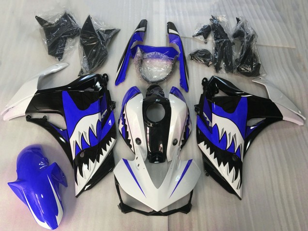 2015-2018 Yamaha R3 Motorcycle Fairings - White Blue Glossy Black Shark Canada