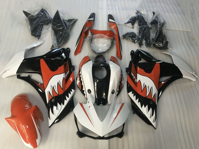 2015-2018 Yamaha R3 Motorcycle Fairings - White Orange Glossy Black Shark Canada