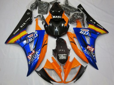 2006-2007 Yamaha R6 Motorcycle Fairings - Orange Blue Glossy Black Castrol Canada