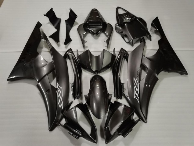 2008-2016 Yamaha R6 Motorcycle Fairings - Glossy Black White Decals Canada