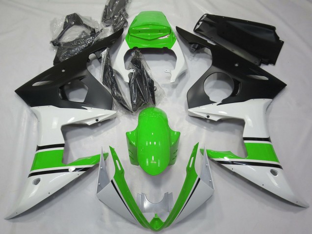 2003-2004 Yamaha R6 Motorcycle Fairings - White Green Matte Black Canada