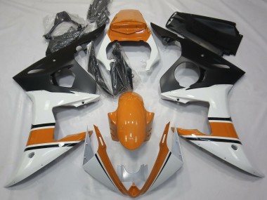 2003-2004 Yamaha R6 Motorcycle Fairings - White Orange Matte Black Canada