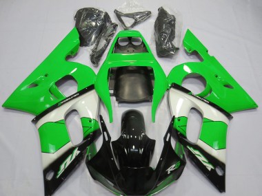1998-2002 Yamaha R6 Motorcycle Fairing - Green White Glossy Black Canada