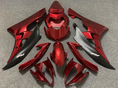 2006-2007 Yamaha R6 Motorcycle Fairings - Red Matte Black Canada