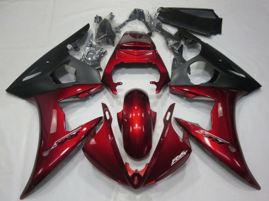 2005 Yamaha R6 Motorcycle Fairings - Dark Red Matte Black Canada