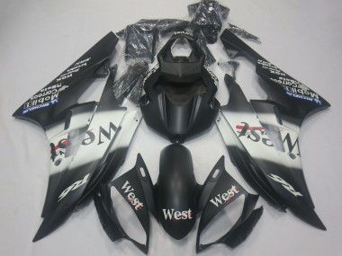 2006-2007 Yamaha R6 Motorcycle Fairings - Matte Black White West Michelin Canada