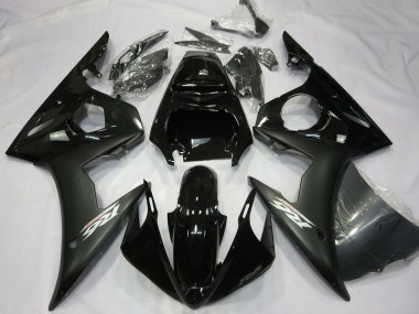 2003-2004 Yamaha R6 Motorcycle Fairings - Glossy Black Matte Black White Decals Canada