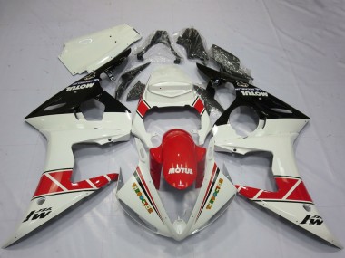 2005 Yamaha R6 Motorcycle Fairings - White Red Glossy Black Motul Canada
