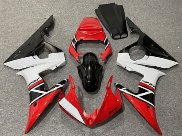 2003-2004 Yamaha R6 Motorcycle Fairings - Red White Glossy Black Canada