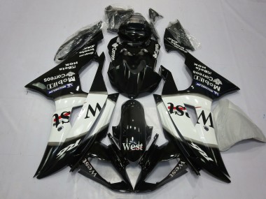 2008-2016 Yamaha R6 Motorcycle Fairings - Glossy Black White West Michelin Canada