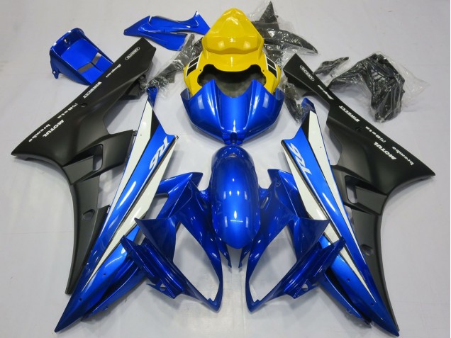 2006-2007 Yamaha R6 Motorcycle Fairings - Yellow Blue White Matte Black Motul Canada