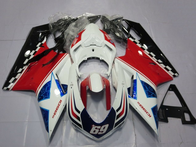 2007-2014 Ducati 1098 Motorcycle Fairings - White Red Black Blue 69 Canada