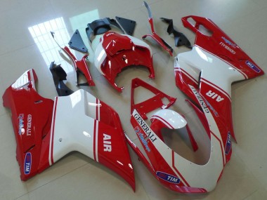 2007-2014 Ducati 848 1098 1198 Motorcycle Fairings - Red White Air Generali Tim Canada