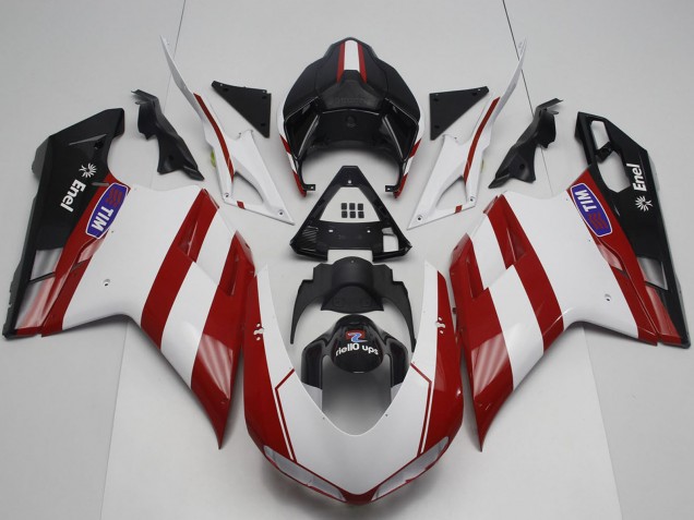 2007-2014 Ducati 848 1098 1198 Motorcycle Fairing - White Red Glossy Black Canada