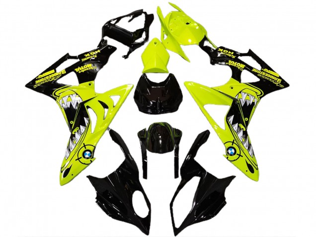 2009-2014 BMW S1000RR Motorcycle Fairings - High Viz Yellow Glossy Black Shark Canada