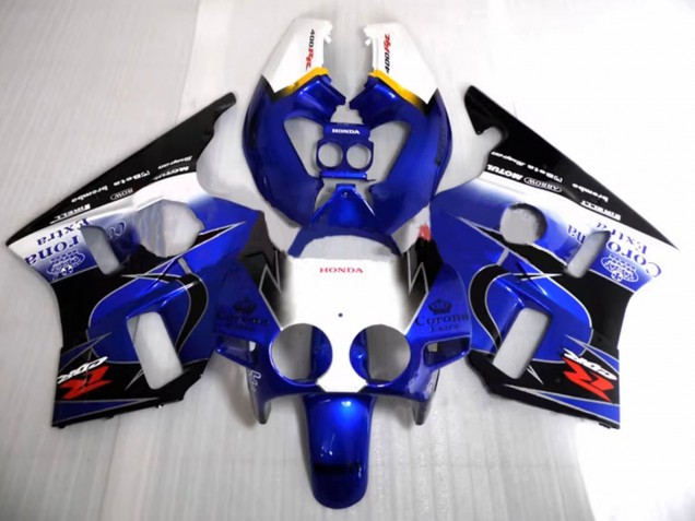 1987-1989 Honda CBR400RR NC23 Motorcycle Fairings - White Yellow Blue Glossy Black Corona Motul Canada