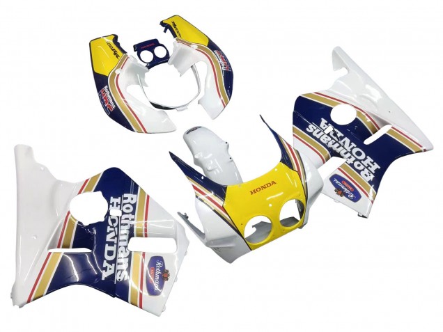 1987-1989 Honda CBR400RR NC23 Motorcycle Fairings - White Yellow Blue Rothmans Canada