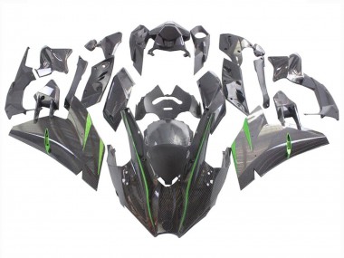 2015-2022 Kawasaki Ninja H2 Motorcycle Fairings - Black Carbon Fiber Green Canada
