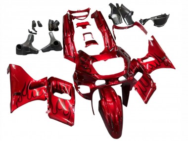 1993-2007 Kawasaki ZZR400 Motorcycle Fairings - Red Black Flame Canada